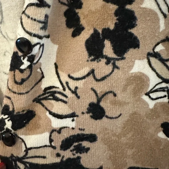 Charter Club Floral Sweater Blouse in Cream Brown Black - Picture 6 of 8